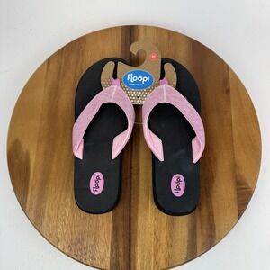New Womens Floopi Charlotte Pink Black Yoga Mat Textured Thong Flip Flop Size 10